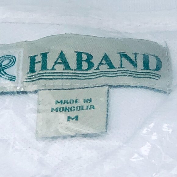 Haband short sleeve shirt white collar mid button down medium READ new - Picture 3 of 7